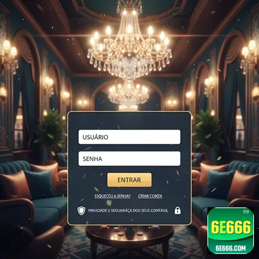 Tela de login do aplicativo 6e666 com ambiente elegante.