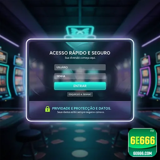 Tela de login segura do 6e666 para jogadores mobile.