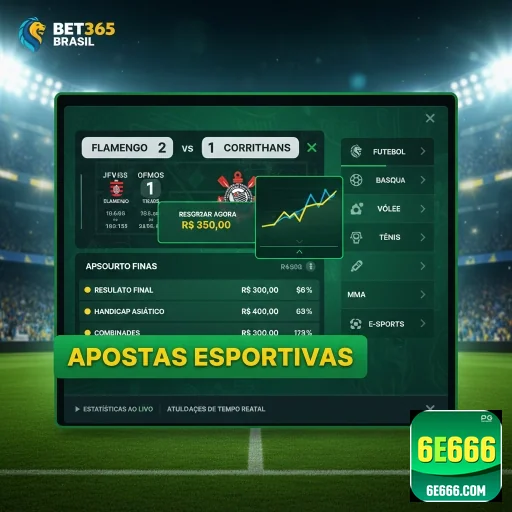Tela de apostas da 6e666 com destaque para resultados esportivos.