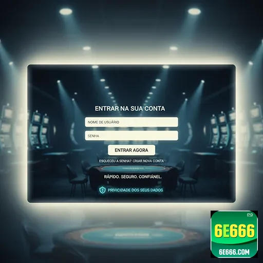 Tela de login da 6e666 com opções de acesso seguro.