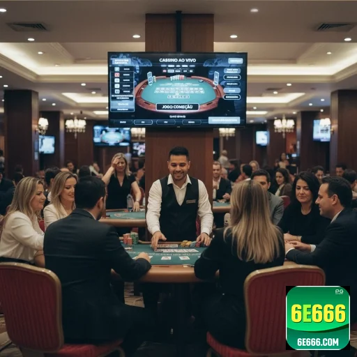Cenas de jogadores em mesa de cassino ao vivo na 6e666.