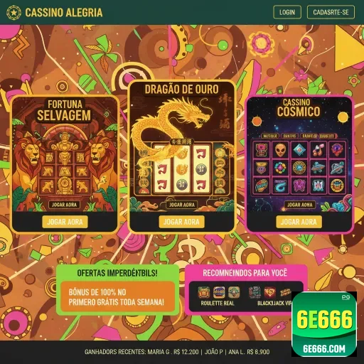 Interface da 6e666 com jogos VIP e promoções destacadas.