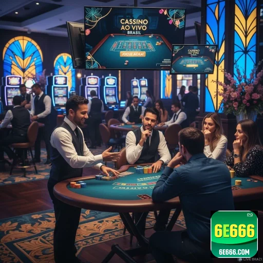 Jogadores participando de um cassino ao vivo no 6e666.