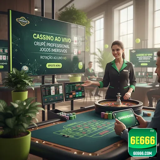 Jogadora interagindo com mesa de cassino no 6e666.