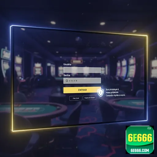 Tela de login da 6e666 com interface de jogos de cassino.