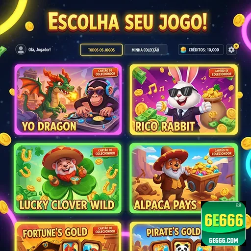 Interface do 6e666 com jogos VIP como Yo Dragon e Lucky Clover Wild.