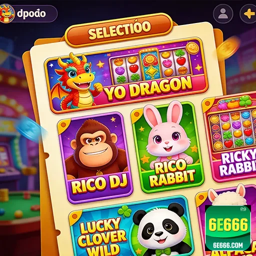 Exibição de slots do 6e666 com personagens divertidos.