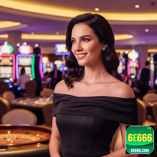 Jogadora sorridente em ambiente de cassino no 6e666.