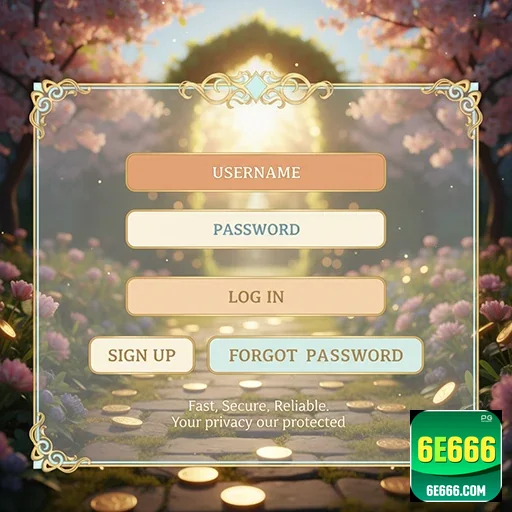 Tela de login do site 6e666 com campos para usuário e senha.