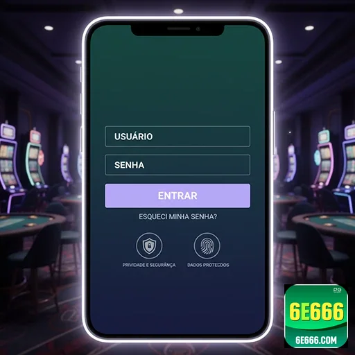 Tela de login do 6e666 destacando cashback aumentado VIP.