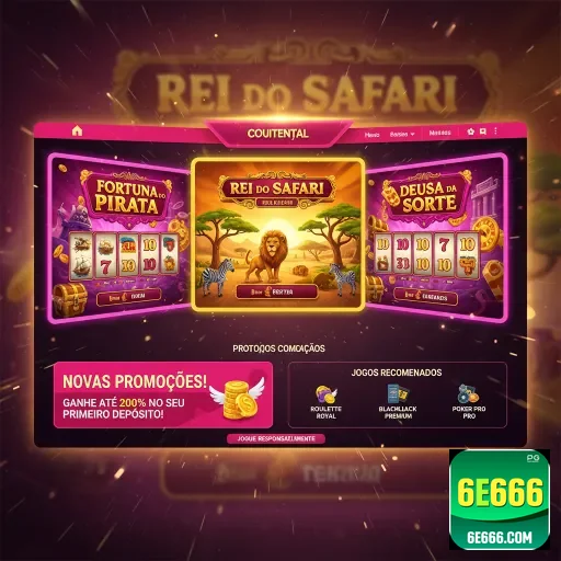 Interface do app 6e666 destacando o jogo Rei do Safari.