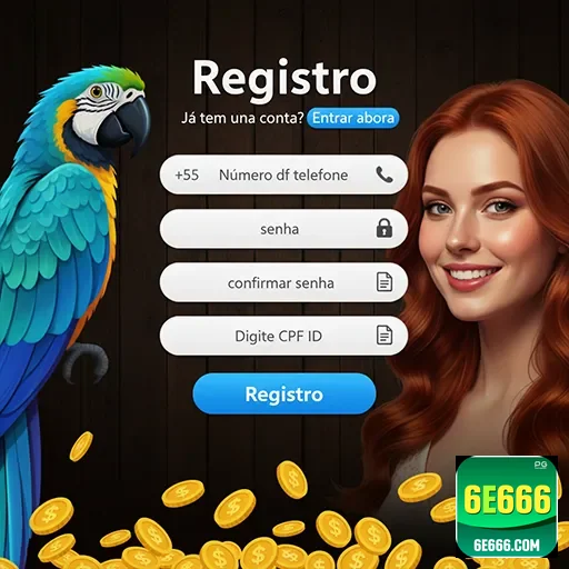 Tela de registro do aplicativo cassino 6e666 para celulares.
