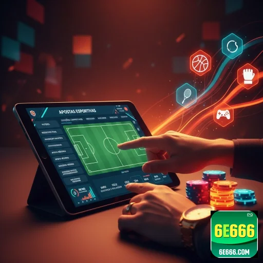 Jogador interagindo com app 6e666 em tablet para apostas.