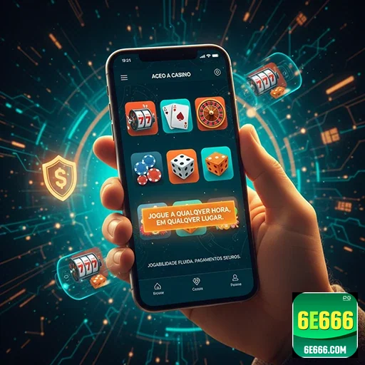 Jogador acessando jogos VIP no app do 6e666.